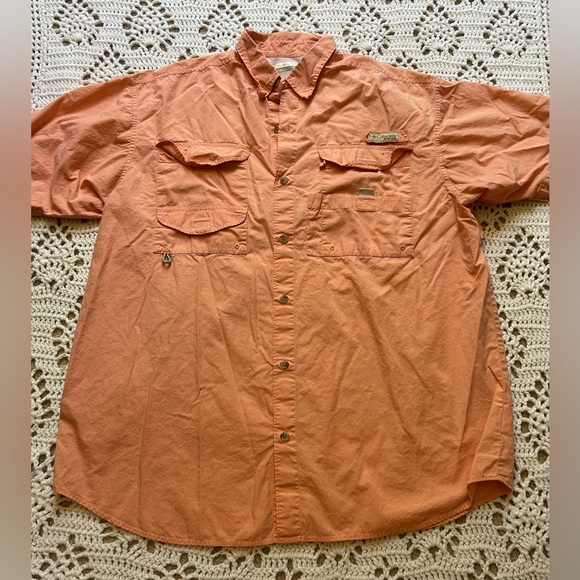 Columbia Sportswear Company Other - Columbia PFG Shirt Mens L Peach Button Up Short Sleeve Fishing Outdoor